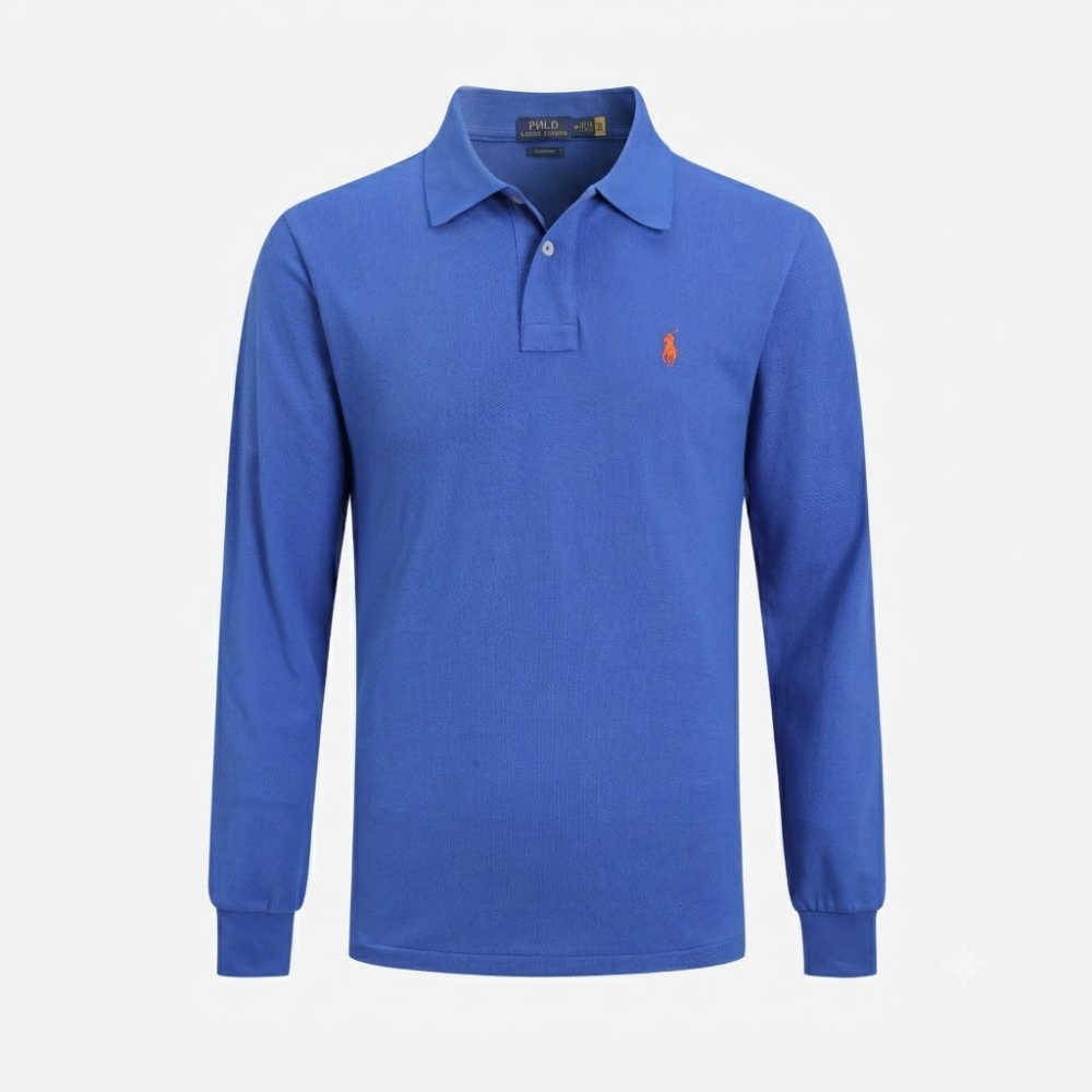 Polo Ralph Lauren Grey Custom Fit Logo-Embroidered Long-Sleeve Polo Shirt