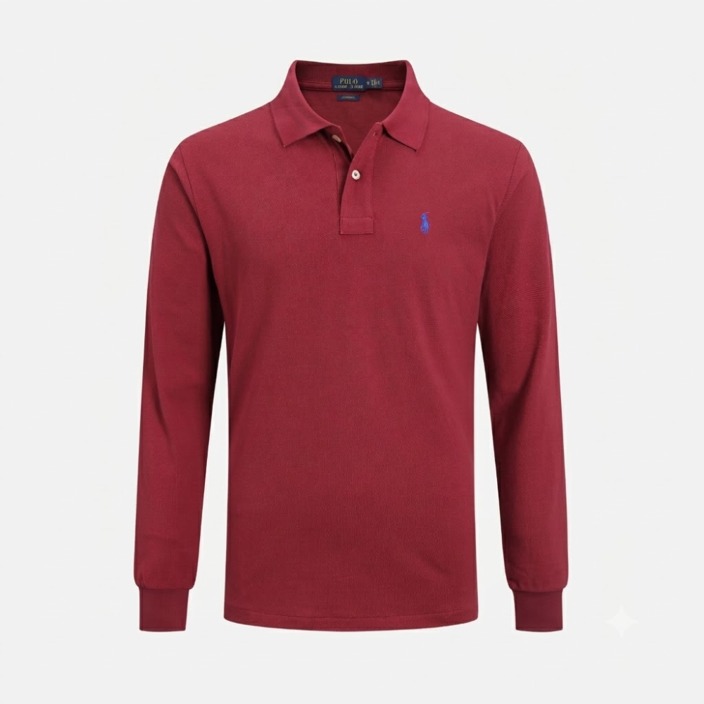 Polo Ralph Lauren Grey Custom Fit Logo-Embroidered Long-Sleeve Polo Shirt
