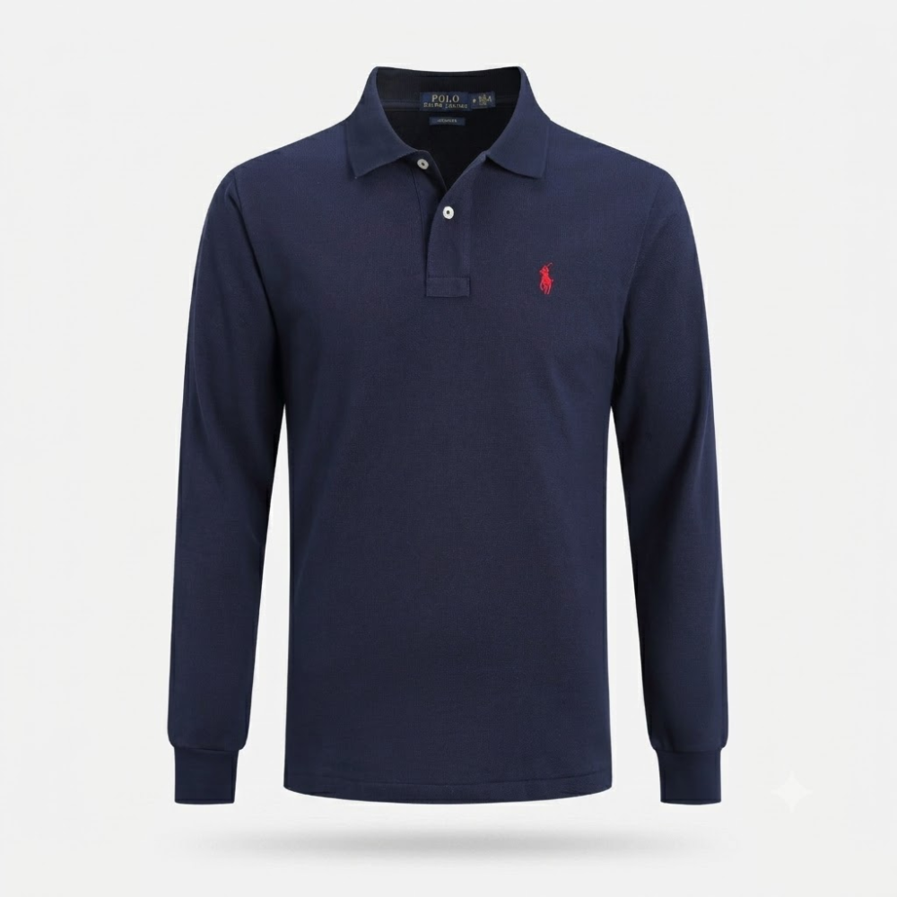 Polo Ralph Lauren Grey Custom Fit Logo-Embroidered Long-Sleeve Polo Shirt