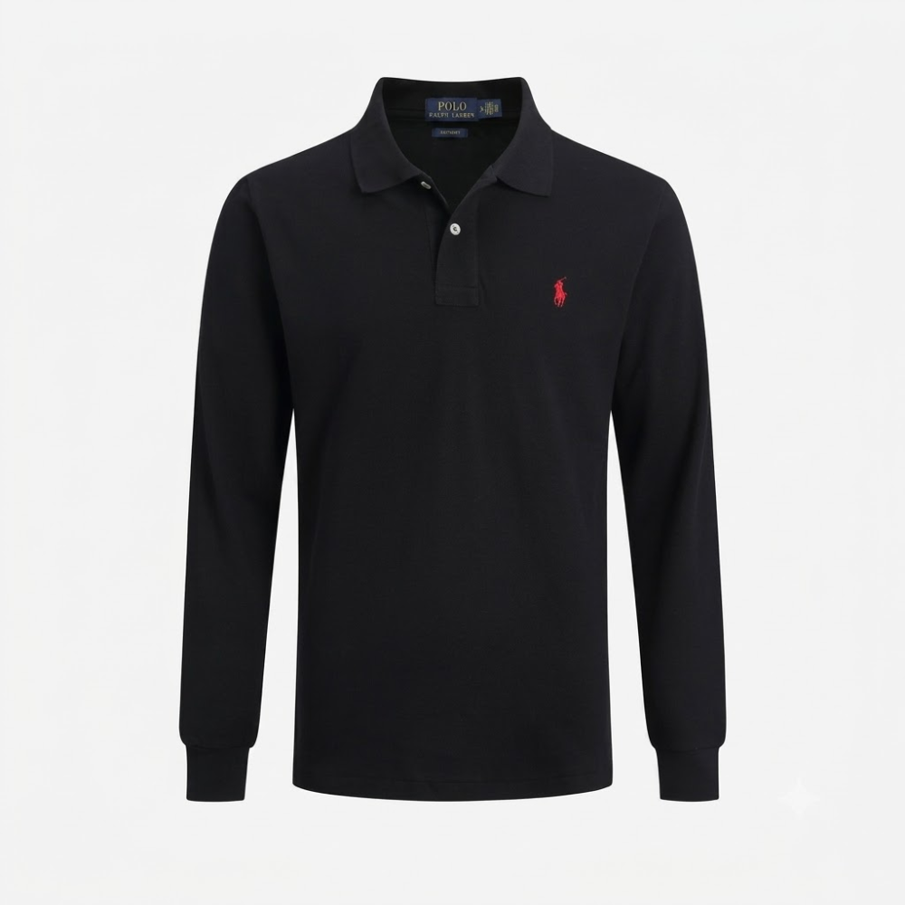 Polo Ralph Lauren Grey Custom Fit Logo-Embroidered Long-Sleeve Polo Shirt