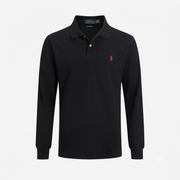 Polo Ralph Lauren Grey Custom Fit Logo-Embroidered Long-Sleeve Polo Shirt