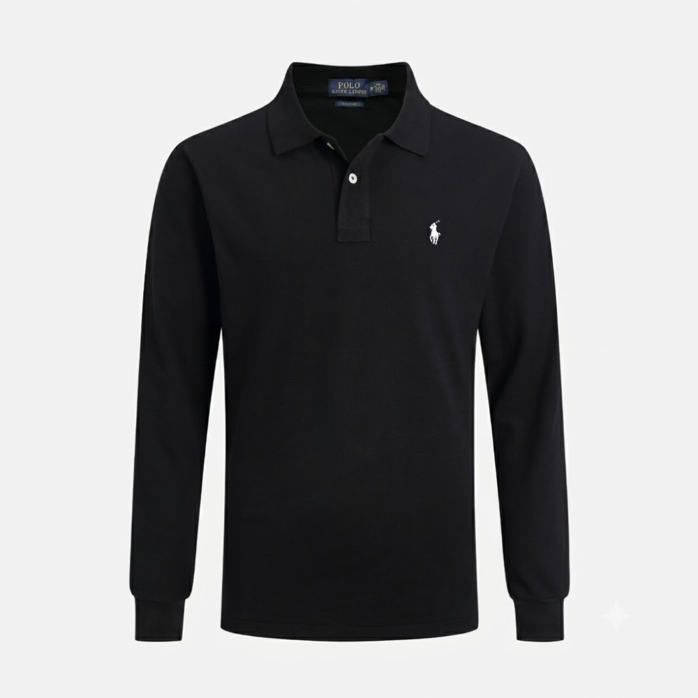 Polo Ralph Lauren Grey Custom Fit Logo-Embroidered Long-Sleeve Polo Shirt