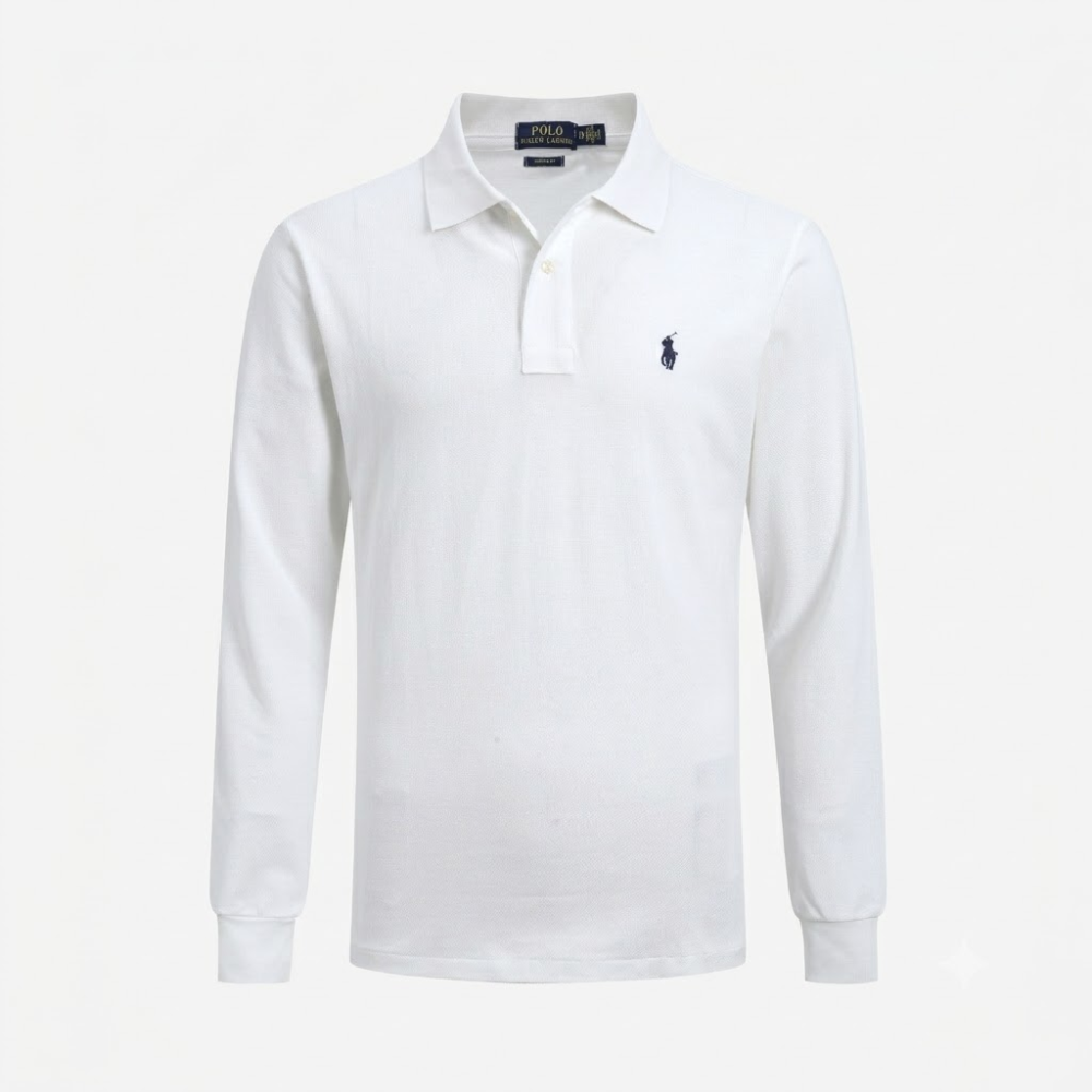 Polo Ralph Lauren Grey Custom Fit Logo-Embroidered Long-Sleeve Polo Shirt