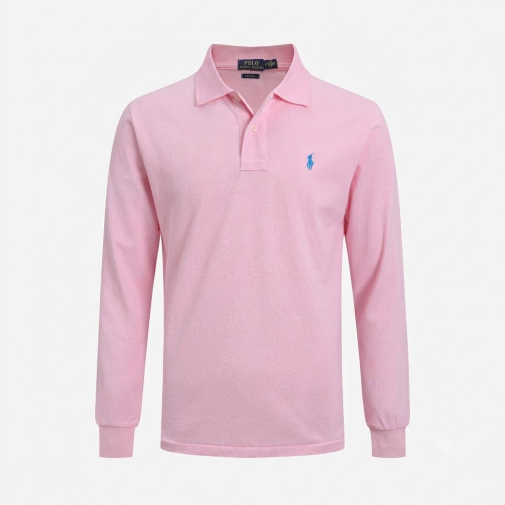 Polo Ralph Lauren Grey Custom Fit Logo-Embroidered Long-Sleeve Polo Shirt