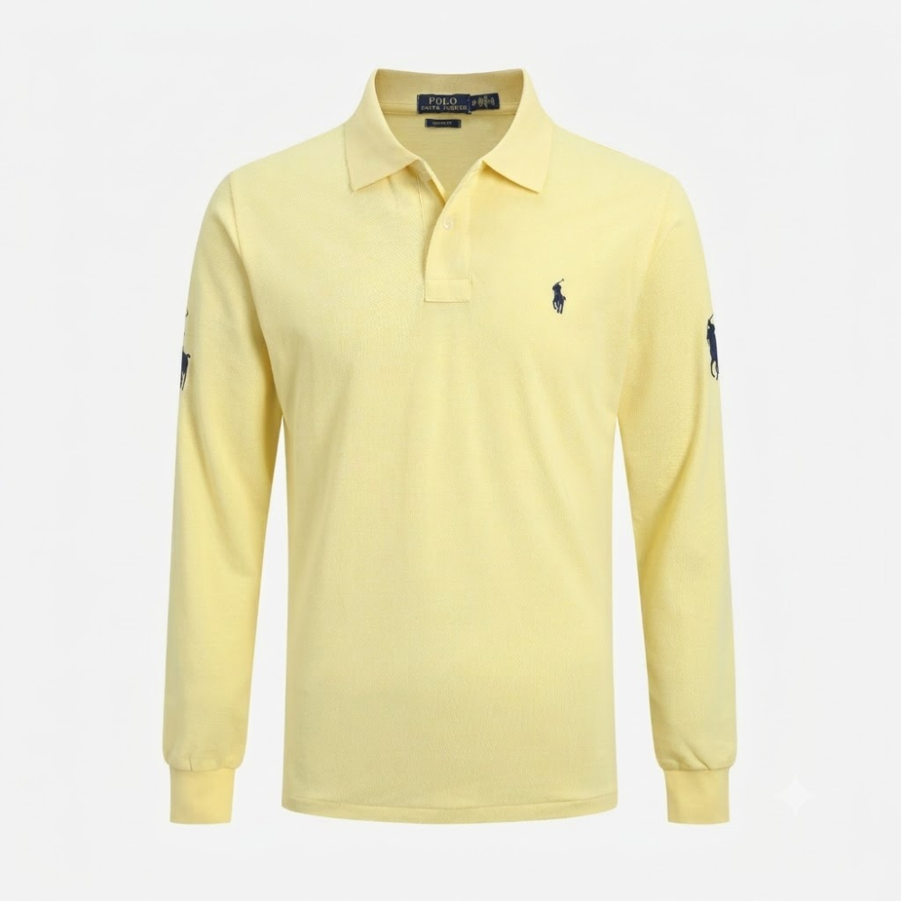 Polo Ralph Lauren Grey Custom Fit Logo-Embroidered Long-Sleeve Polo Shirt