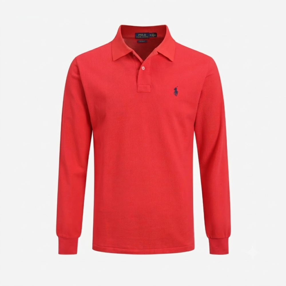 Polo Ralph Lauren Grey Custom Fit Logo-Embroidered Long-Sleeve Polo Shirt