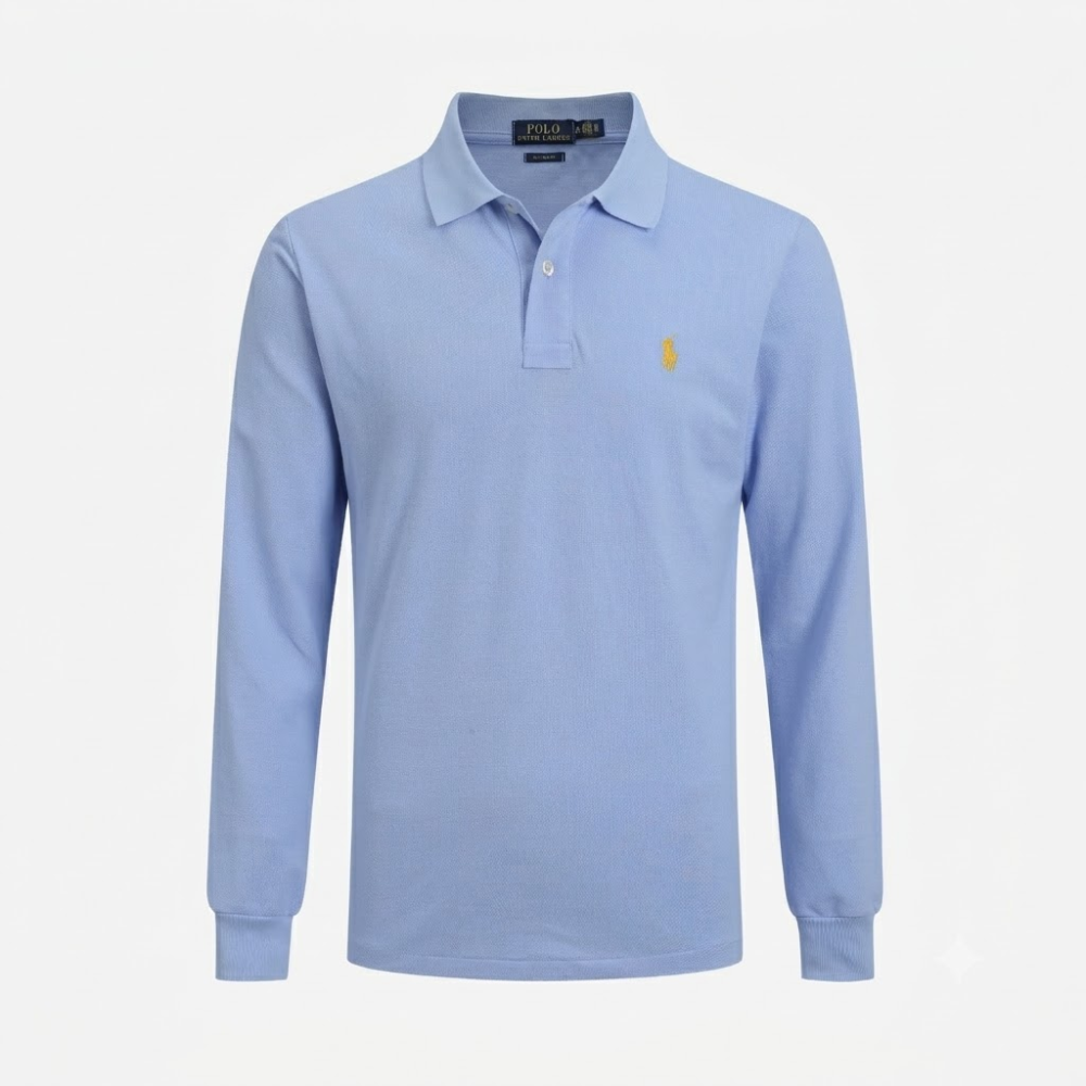 Polo Ralph Lauren Grey Custom Fit Logo-Embroidered Long-Sleeve Polo Shirt