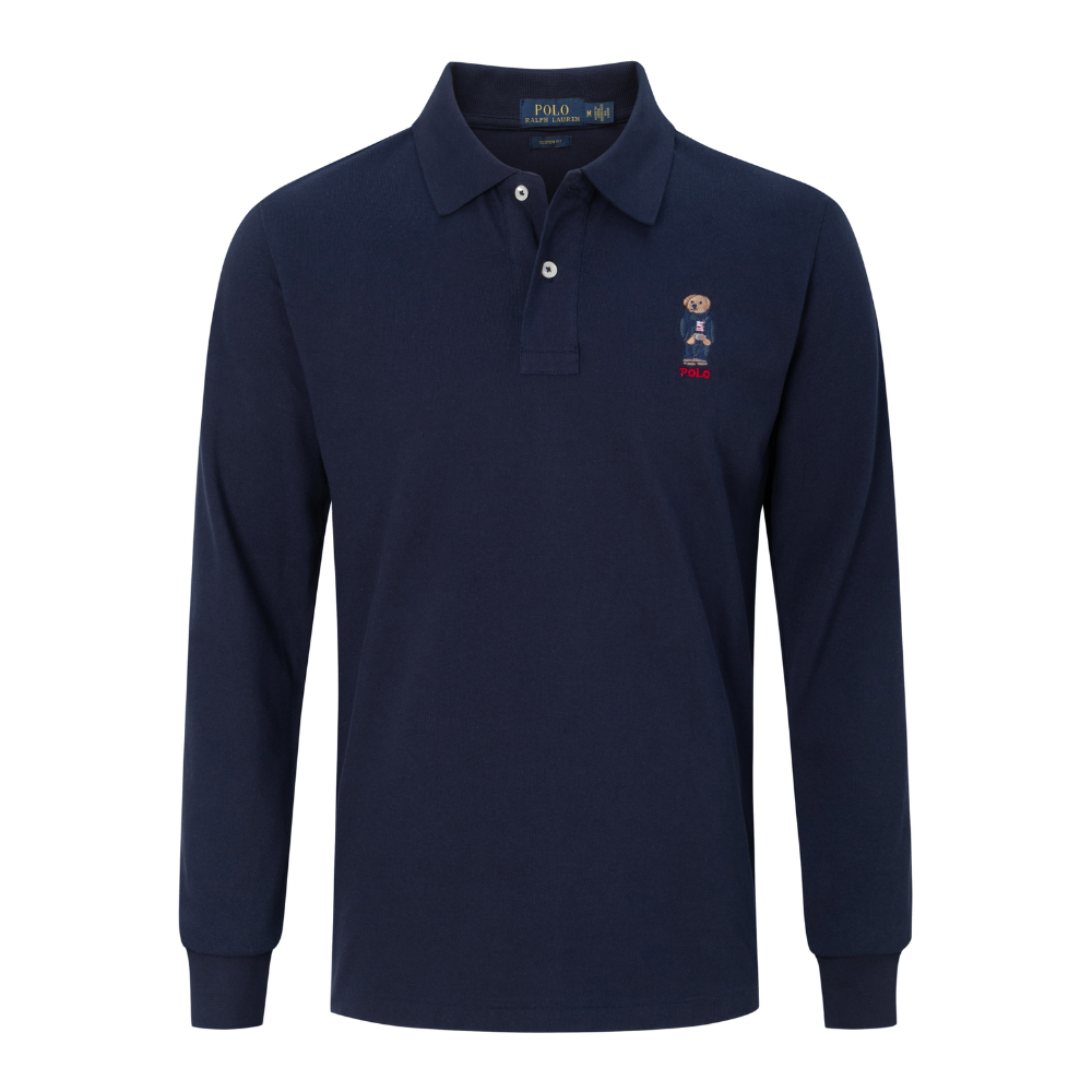 Polo Ralph Lauren Men's Black Wool-Cashmere Logo-Embroidered Long-Sleeve Polo Shirt