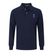 Polo Ralph Lauren Men's Black Wool-Cashmere Logo-Embroidered Long-Sleeve Polo Shirt
