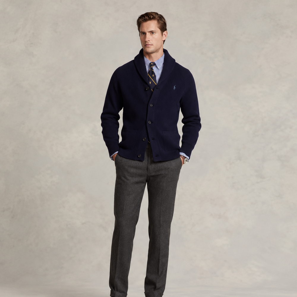Polo Ralph Lauren Men's Cable-Knit Cotton Shawl Collar Cardigan