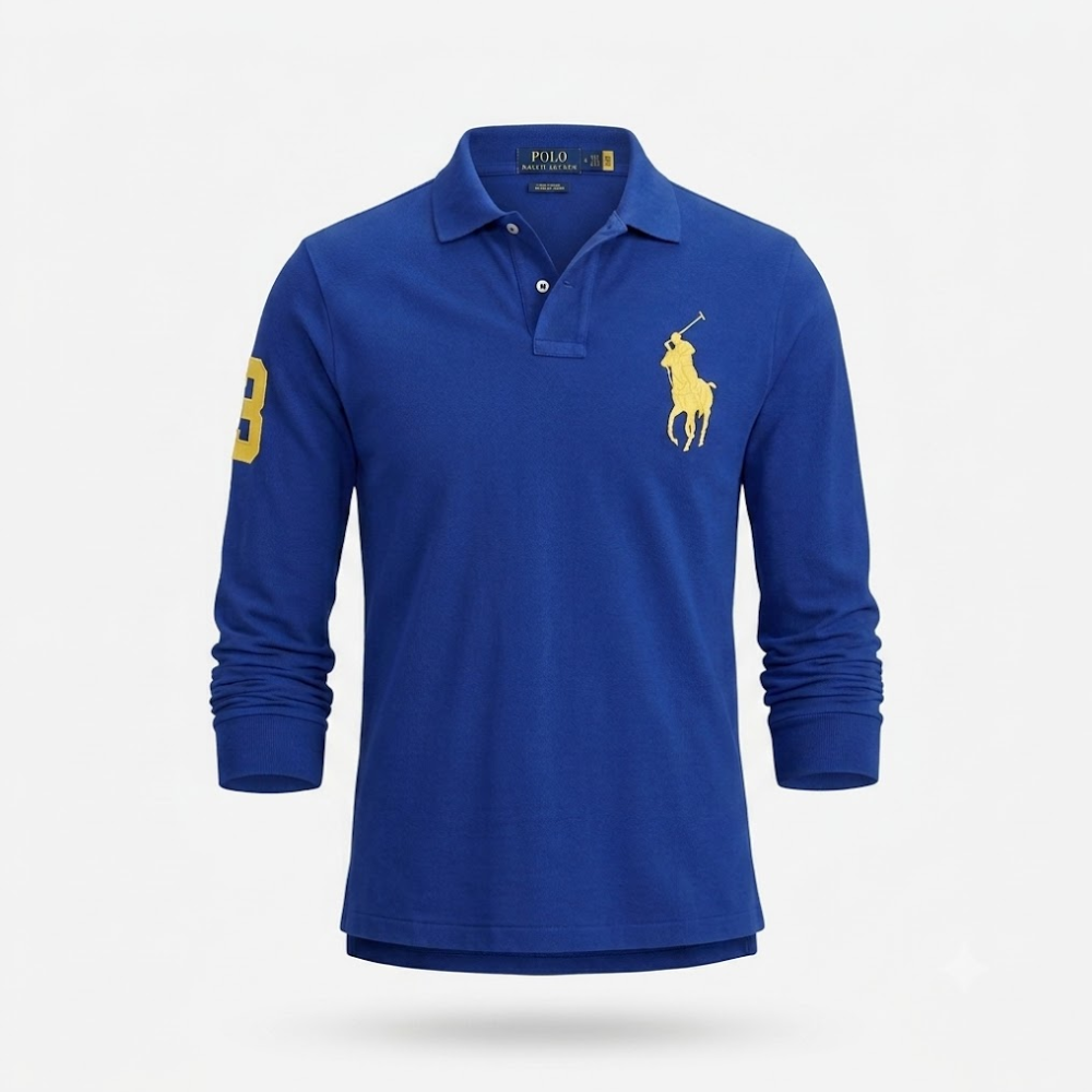 Polo Ralph Lauren Men's Navy Blue Big Pony Long-Sleeve Polo Shirt