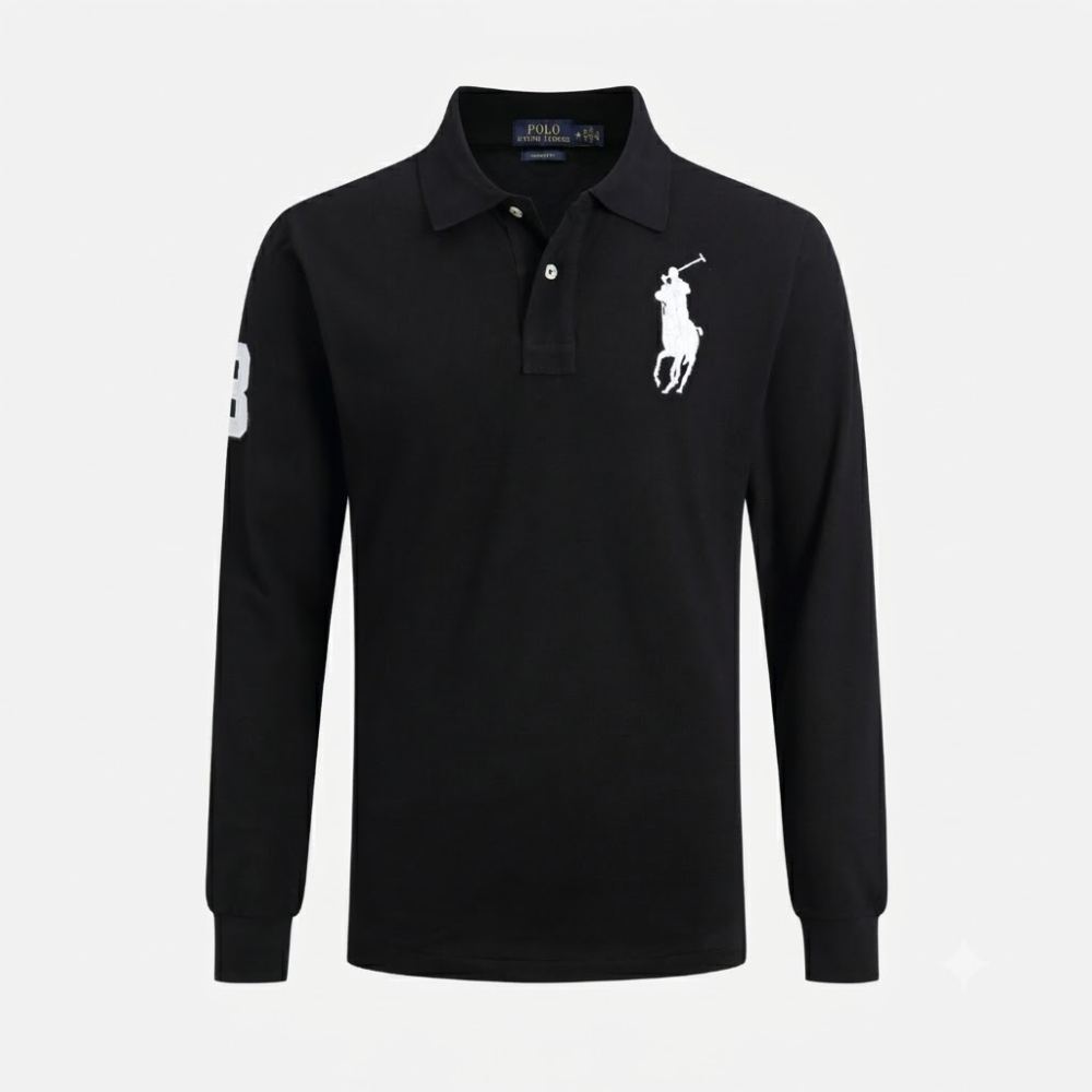 Polo Ralph Lauren Men's Navy Blue Big Pony Long-Sleeve Polo Shirt