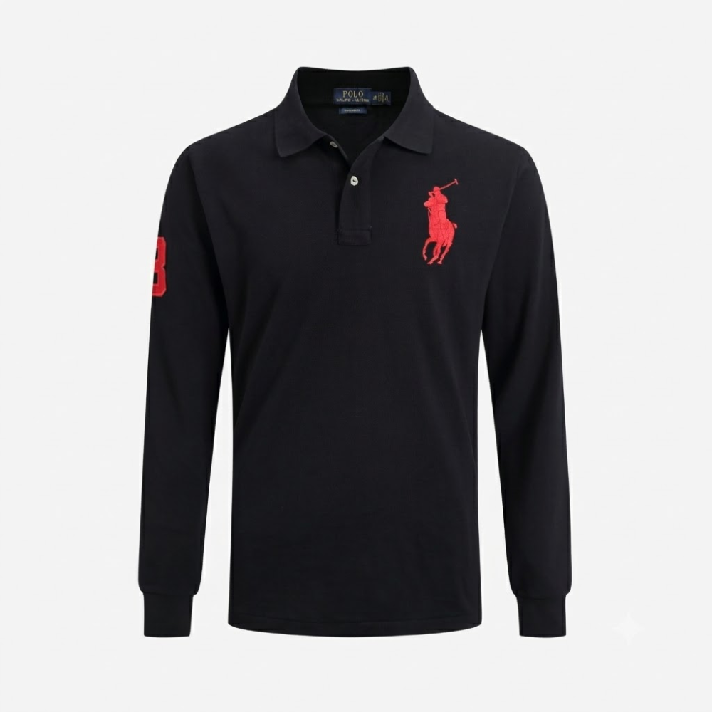 Polo Ralph Lauren Men's Navy Blue Big Pony Long-Sleeve Polo Shirt