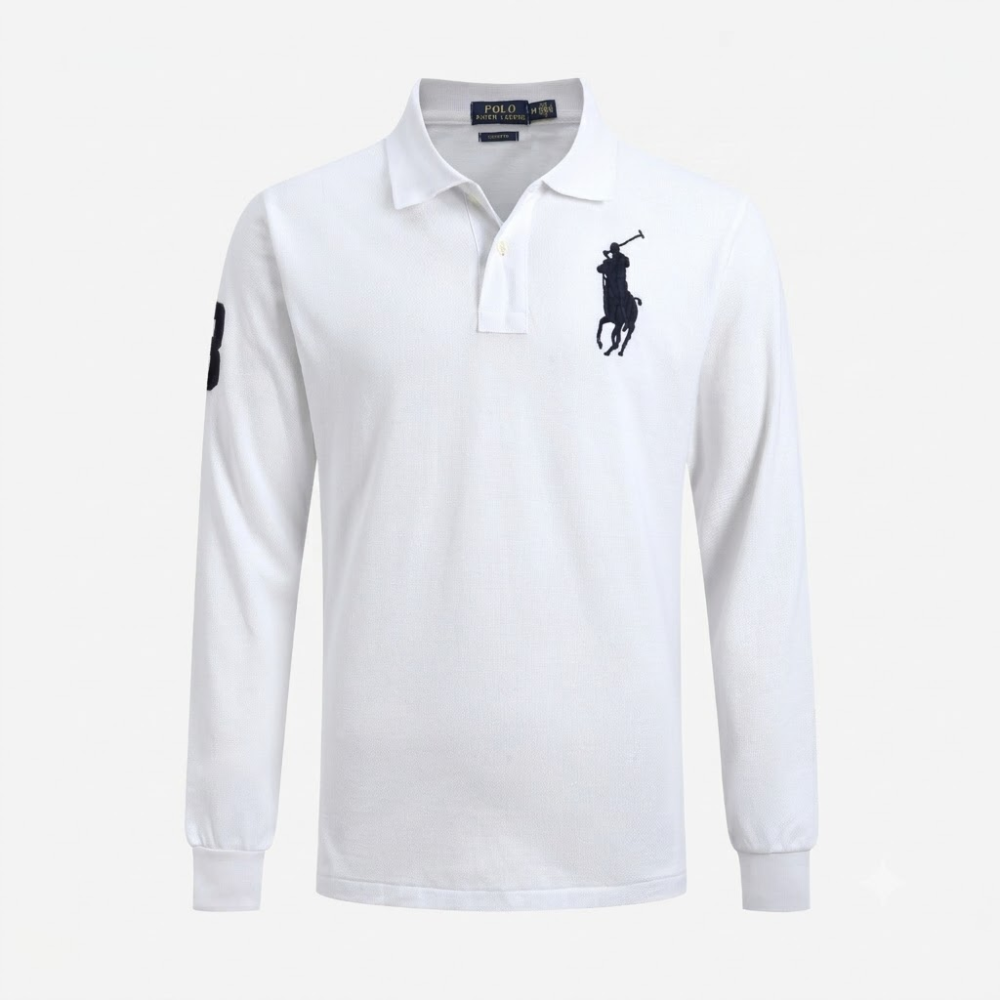 Polo Ralph Lauren Men's Navy Blue Big Pony Long-Sleeve Polo Shirt