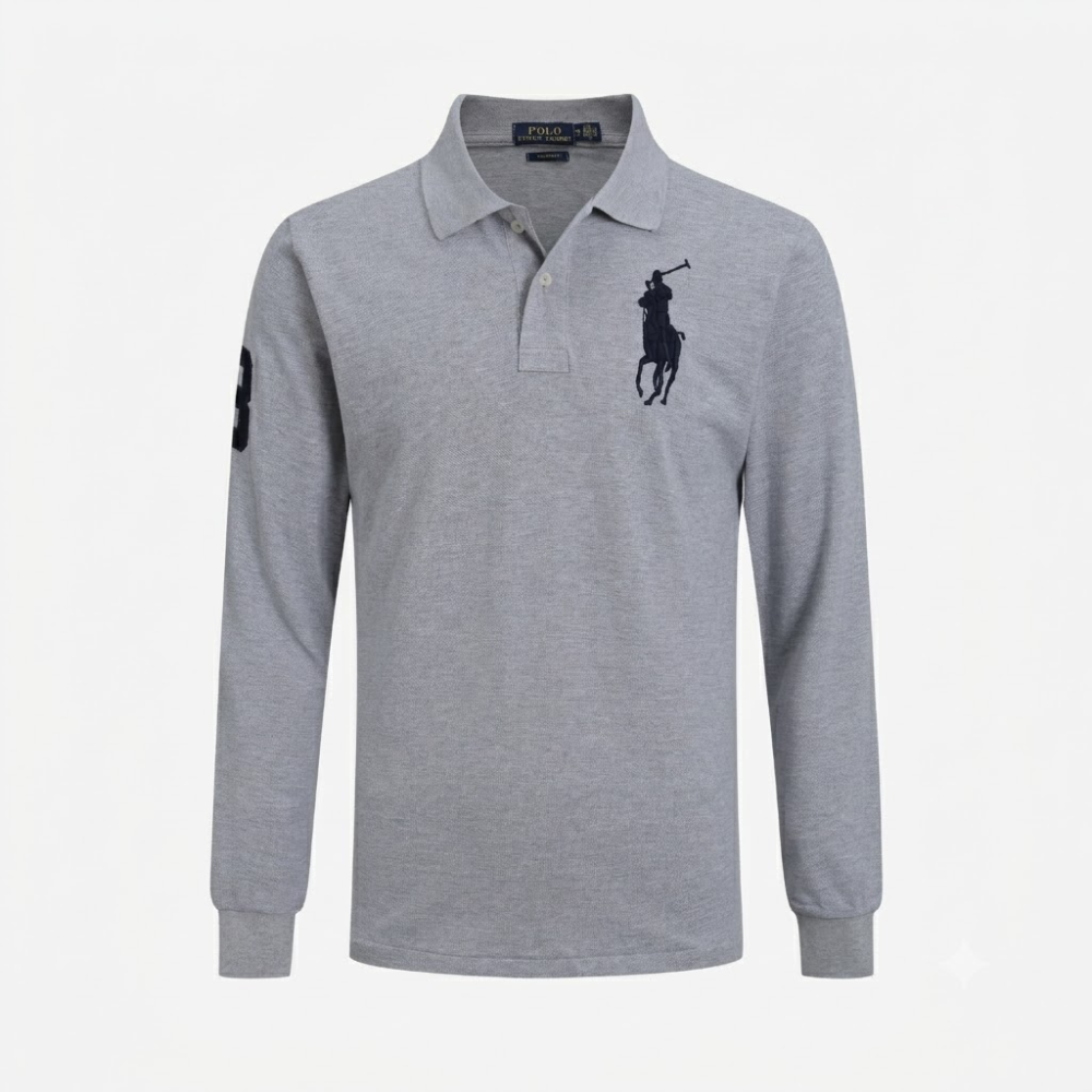 Polo Ralph Lauren Men's Navy Blue Big Pony Long-Sleeve Polo Shirt