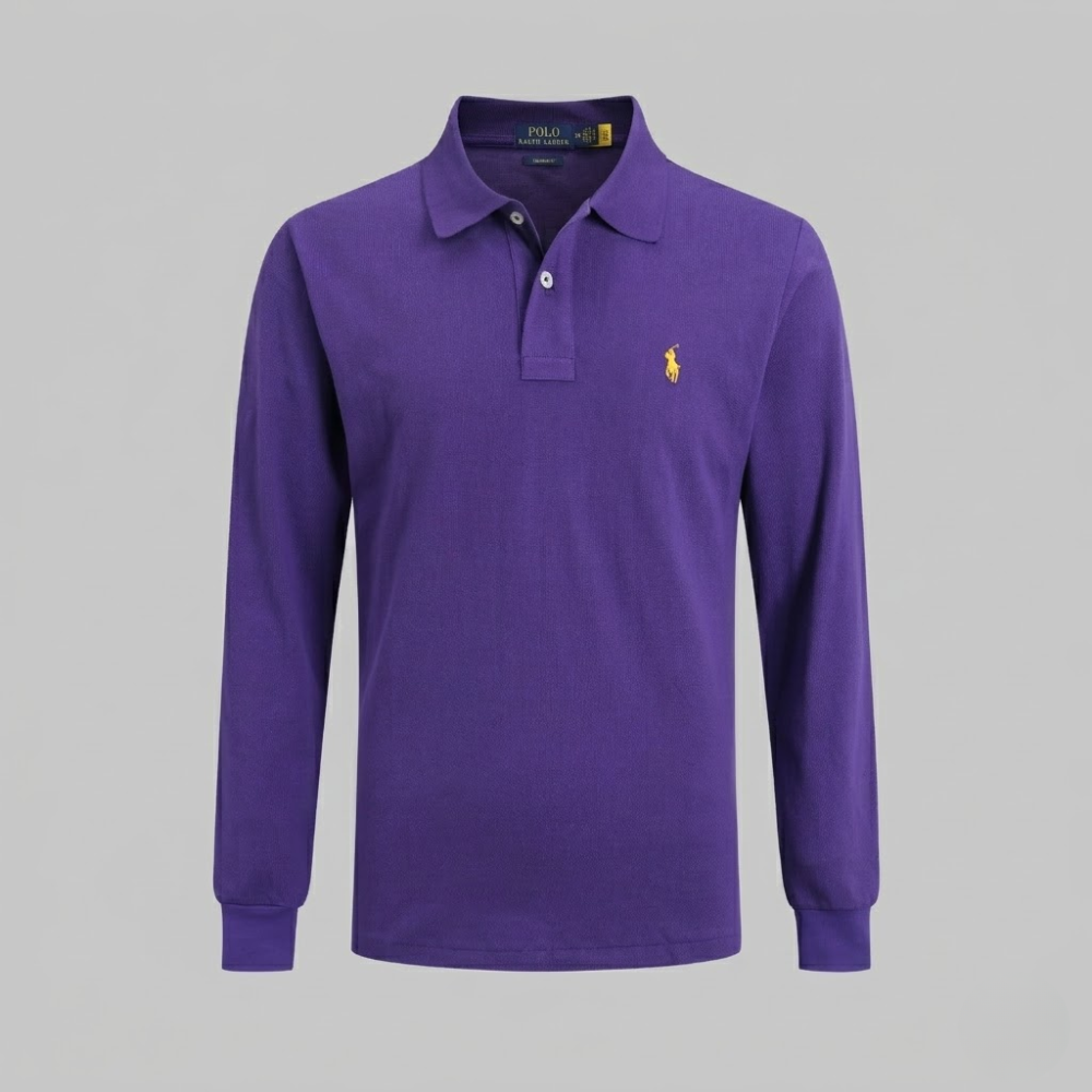 Polo Ralph Lauren Men's Purple Logo-Embroidered Long-Sleeve Polo Shirt