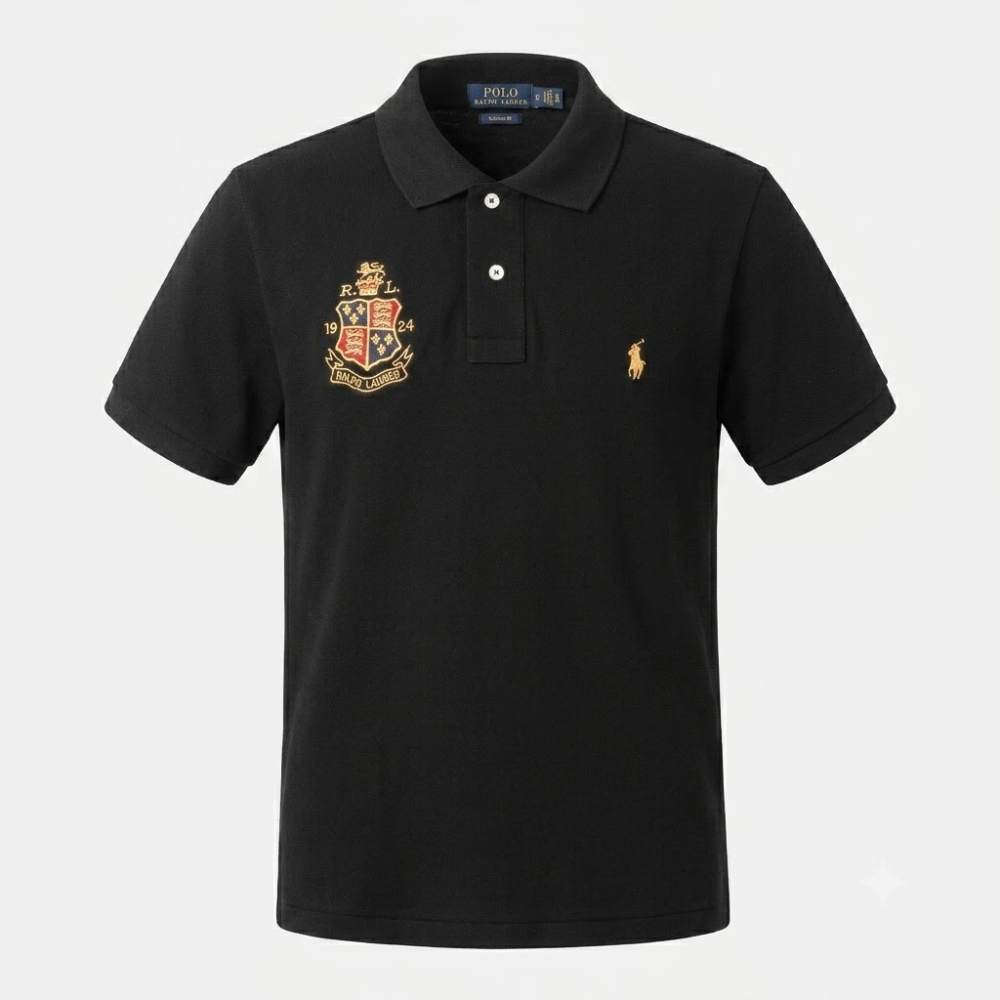Polo Ralph Lauren Navy Blue Custom Fit Crest-Embroidered Polo Shirt