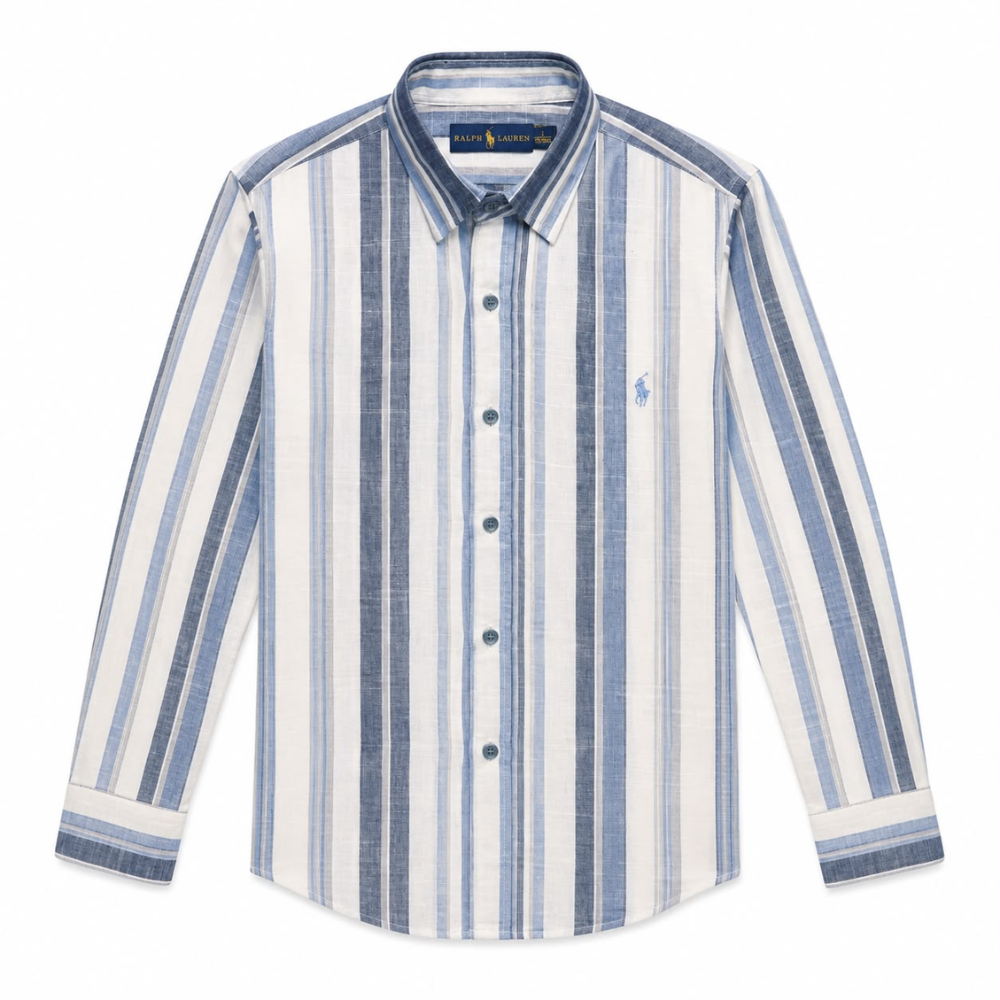 Polo Ralph Lauren Men's Striped Linen Fabric Long-Sleeve Shirt