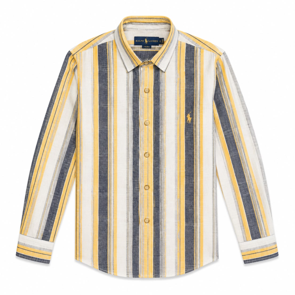 Polo Ralph Lauren Men's Striped Linen Fabric Long-Sleeve Shirt