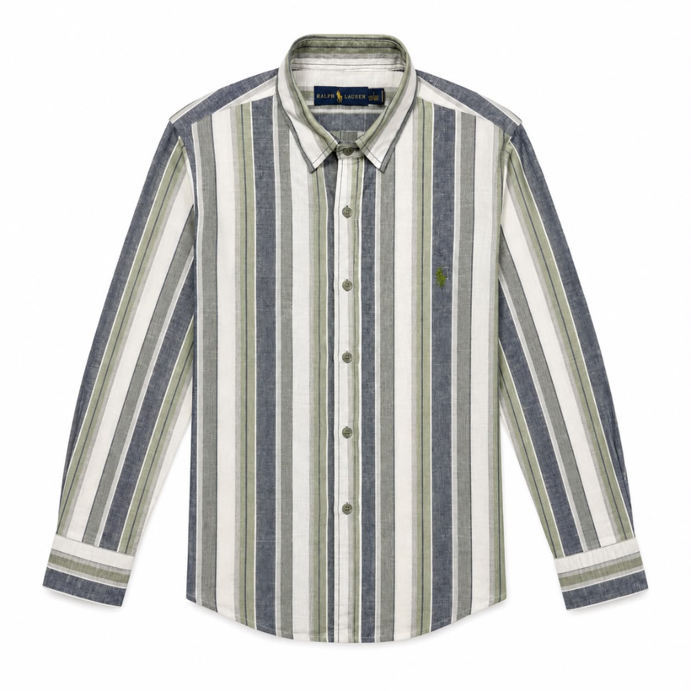 Polo Ralph Lauren Men's Striped Linen Fabric Long-Sleeve Shirt