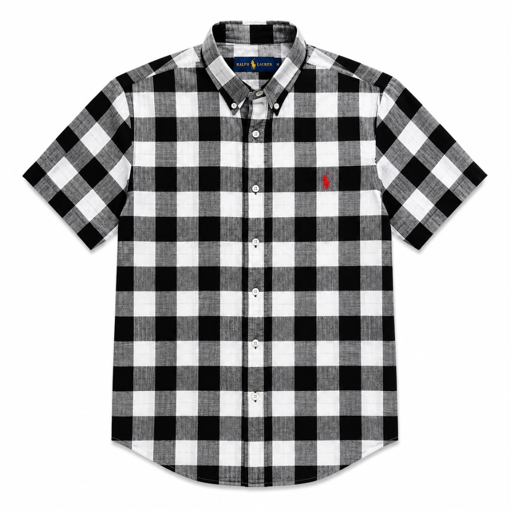 Polo Ralph Lauren Plaid Linen Fabric Short-Sleeve Oxford Shirt