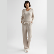 Ribbed Pyjama Set for Women – Long Sleeve Two Piece Lounge Sleepwear Set