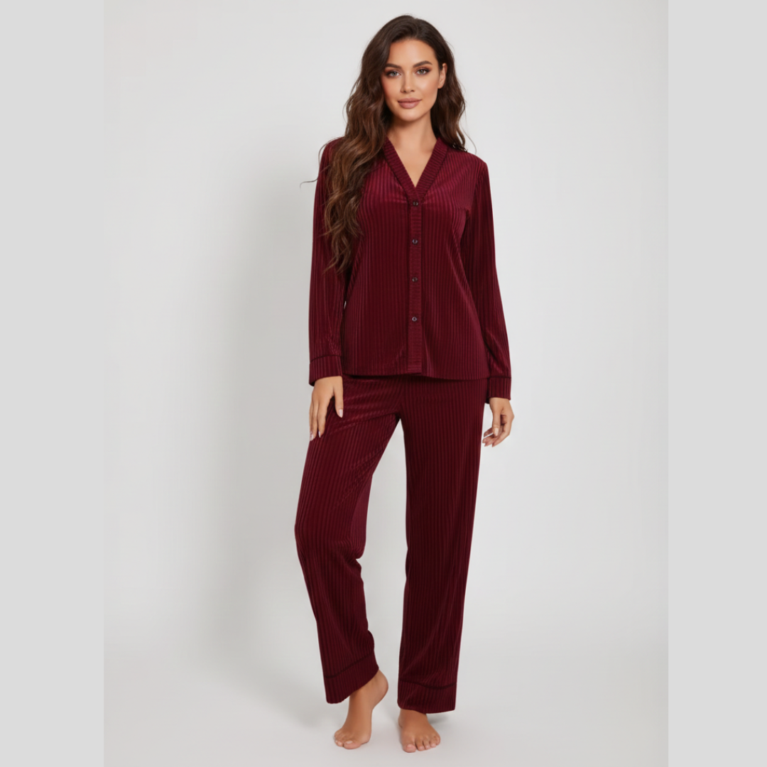 Women’s Long Sleeve Pyjama Set – Two Piece Sleepwear Lounge Set for Everyday Comfort