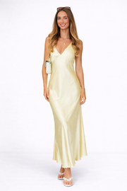 Satin Midi Summer Dress for Women – V Neck Backless Evening Dress