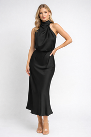 Silk Satin Maxi Dress for Women – Elegant Sleeveless Summer Evening Dress