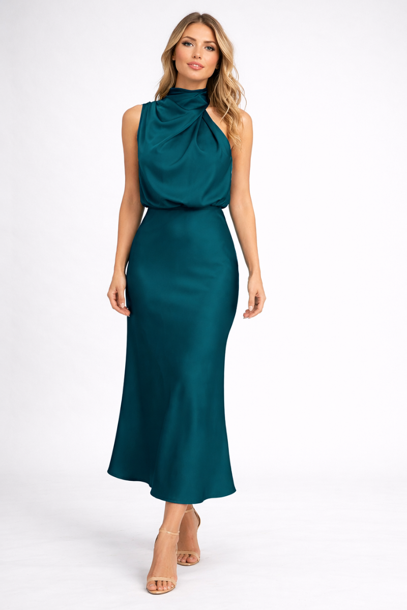 Silk Satin Maxi Dress for Women – Elegant Sleeveless Summer Evening Dress