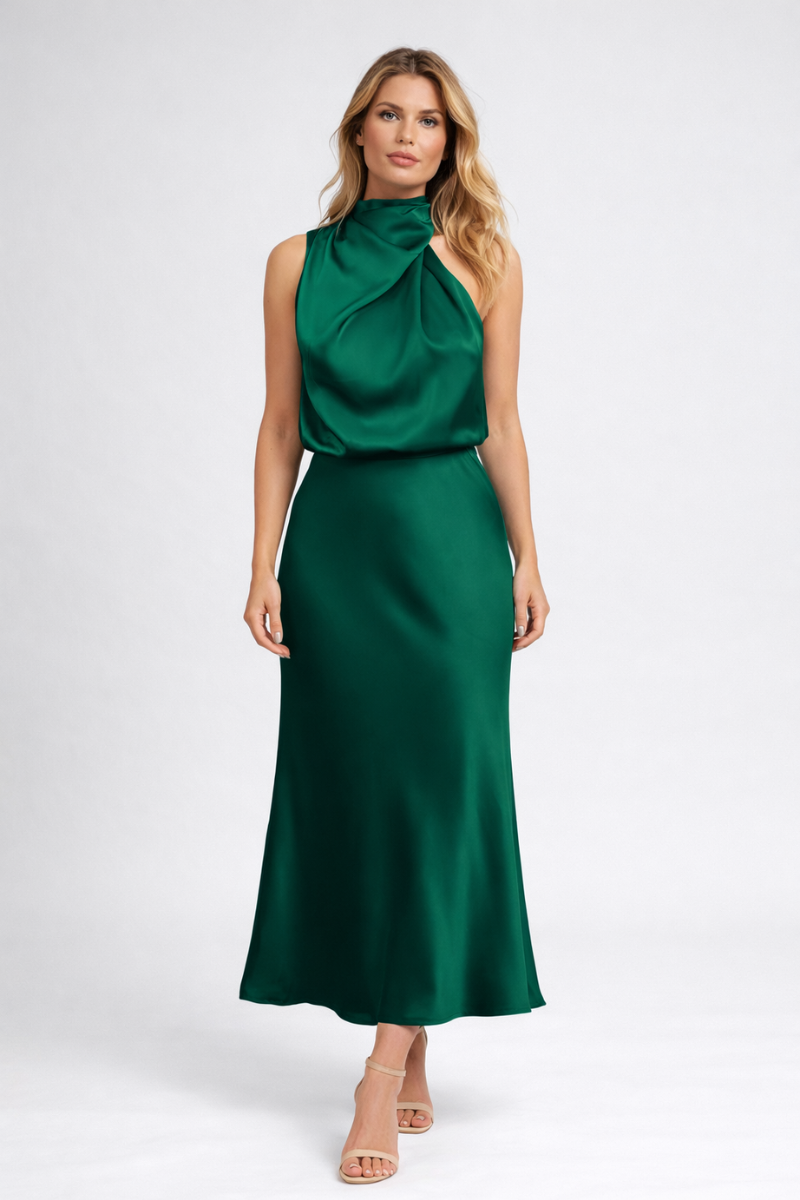 Silk Satin Maxi Dress for Women – Elegant Sleeveless Summer Evening Dress