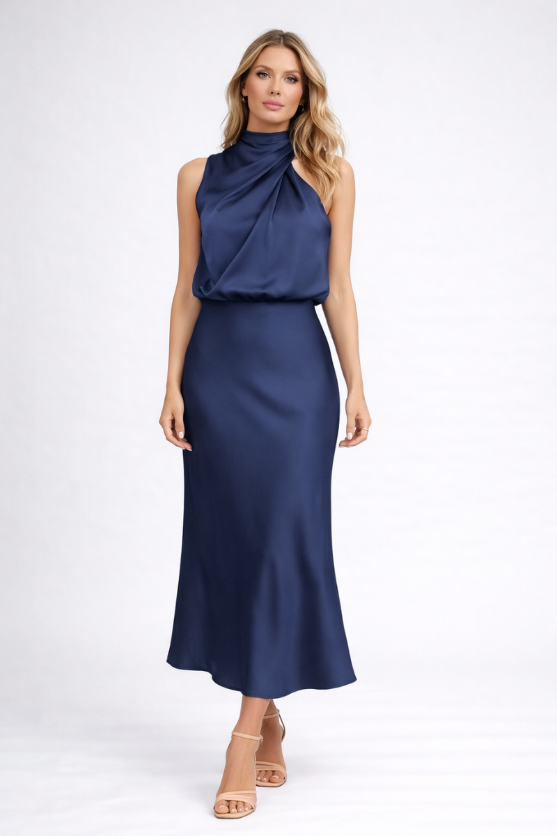 Silk Satin Maxi Dress for Women – Elegant Sleeveless Summer Evening Dress