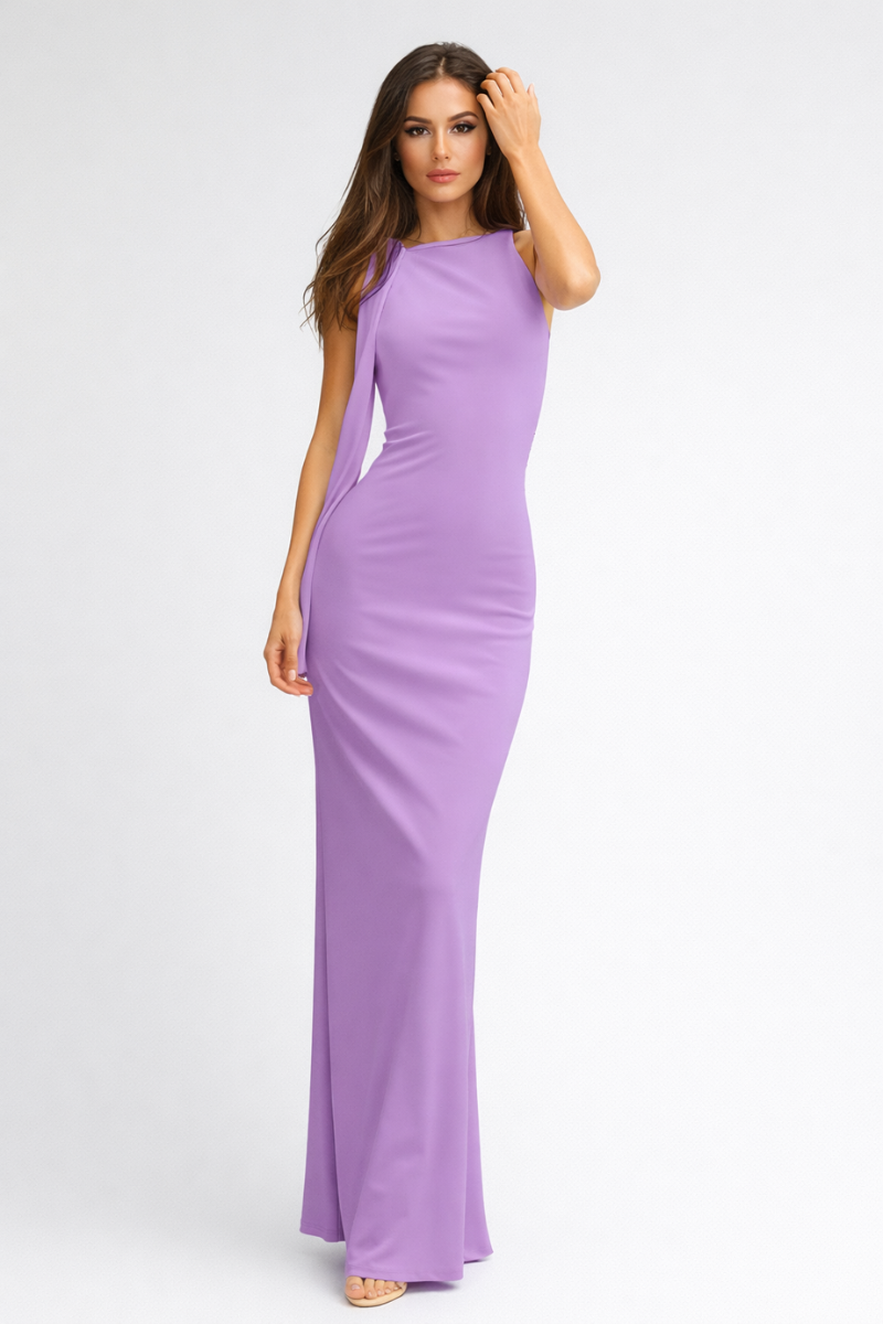 Sleeveless Bodycon Maxi Summer Dress for Women – Round Neck Evening Party Dress