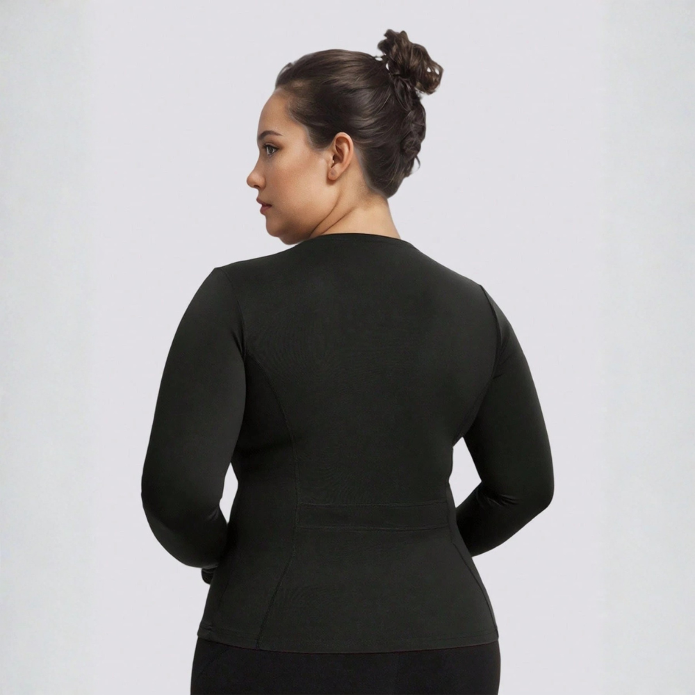 Plus Size Zip Up Activewear Jacket for Women – Long Sleeve Workout Gym Jacket