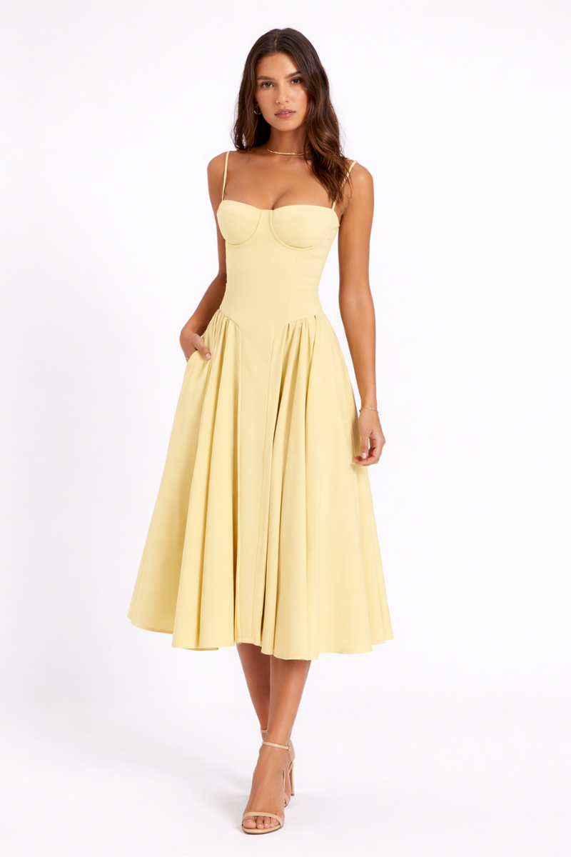Strapless Printed Maxi Dress for Women – Elegant French Style Summer Dress