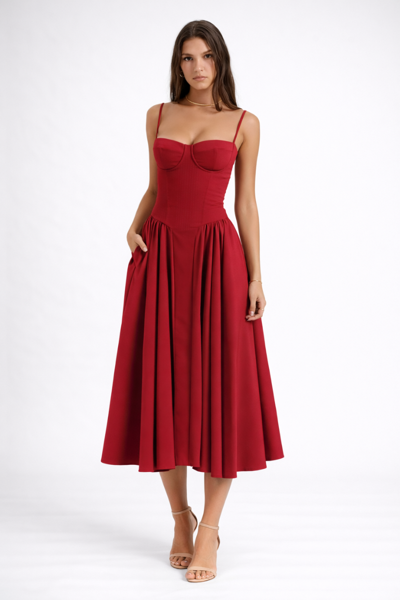 Strapless Printed Maxi Dress for Women – Elegant French Style Summer Dress