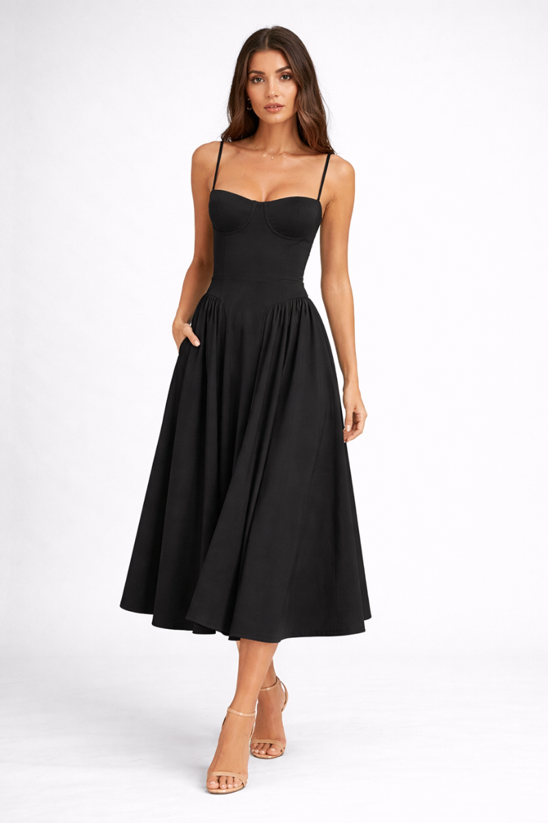 Strapless Printed Maxi Dress for Women – Elegant French Style Summer Dress