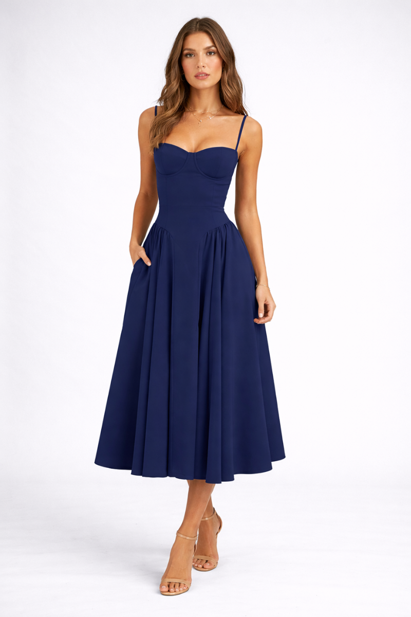 Strapless Printed Maxi Dress for Women – Elegant French Style Summer Dress