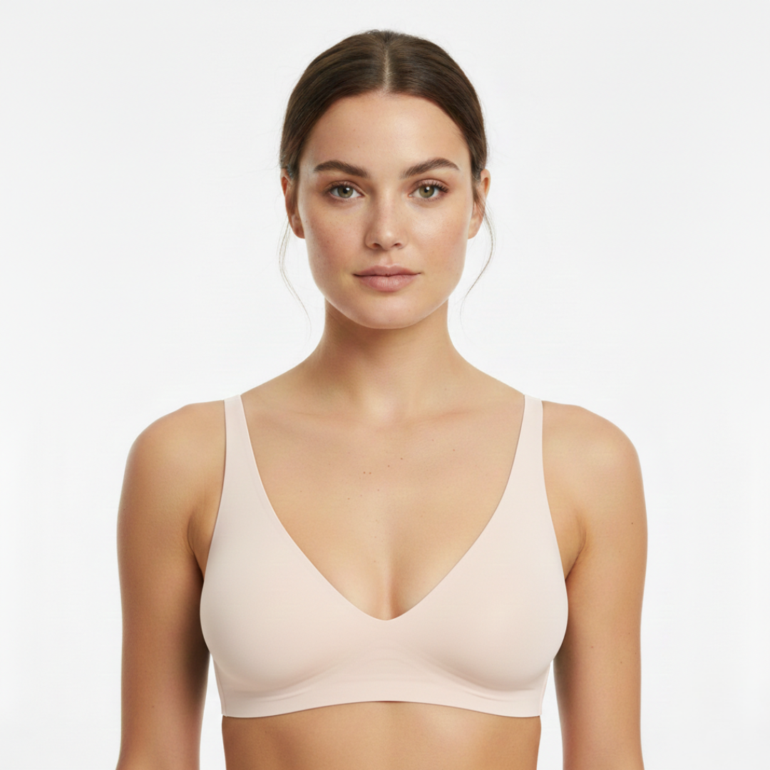 Women’s Seamless V Neck Bra – Soft Stretch Wireless Everyday Fit