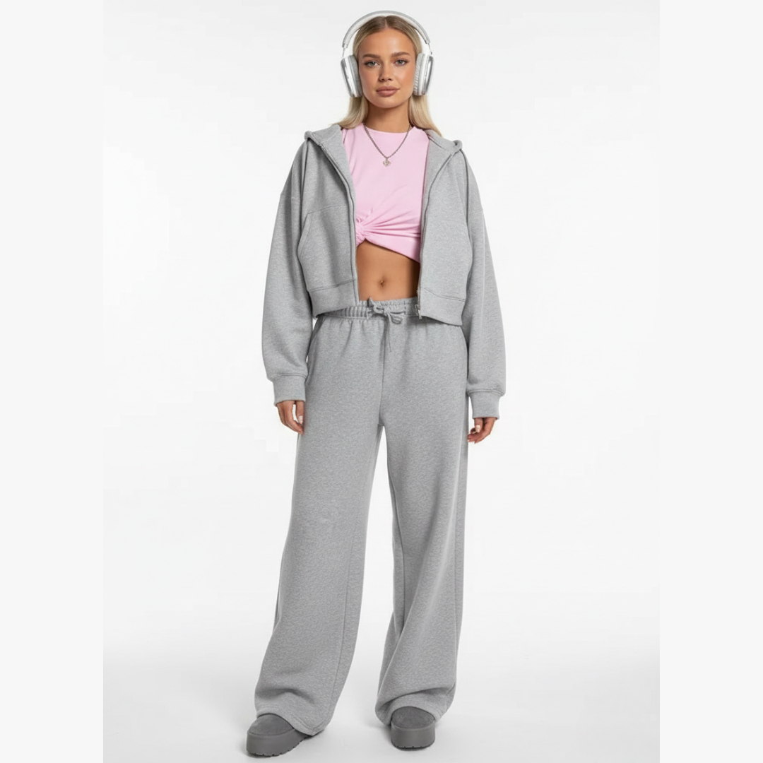 Women’s Tracksuit Set – Two Piece Hoodie and Jogger Set with Zip Up Jacket