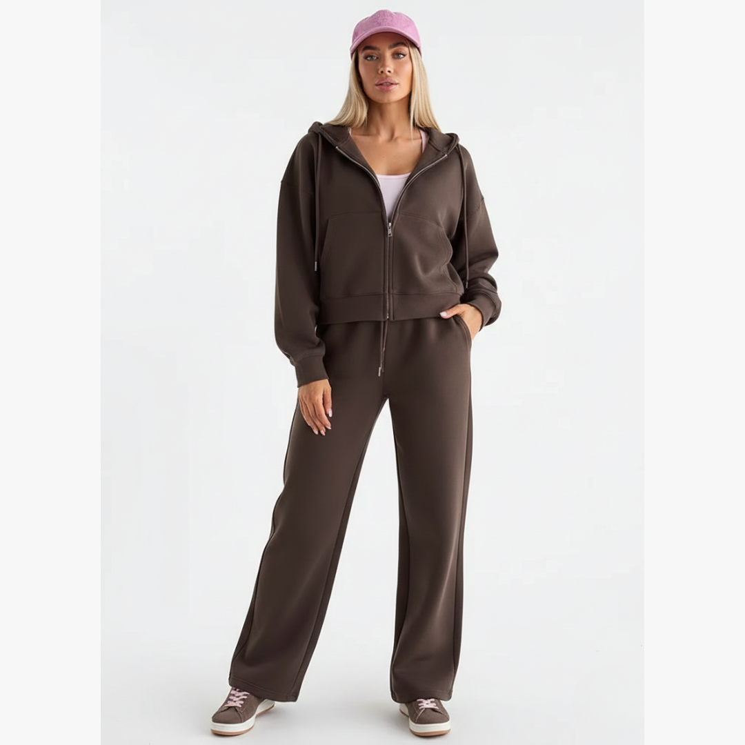Women’s Tracksuit Set – Two Piece Hoodie and Jogger Set with Zip Up Jacket