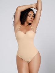 Seamless Strapless Bodysuit for Women – Stretch Body with Built In Cups and Removable Straps