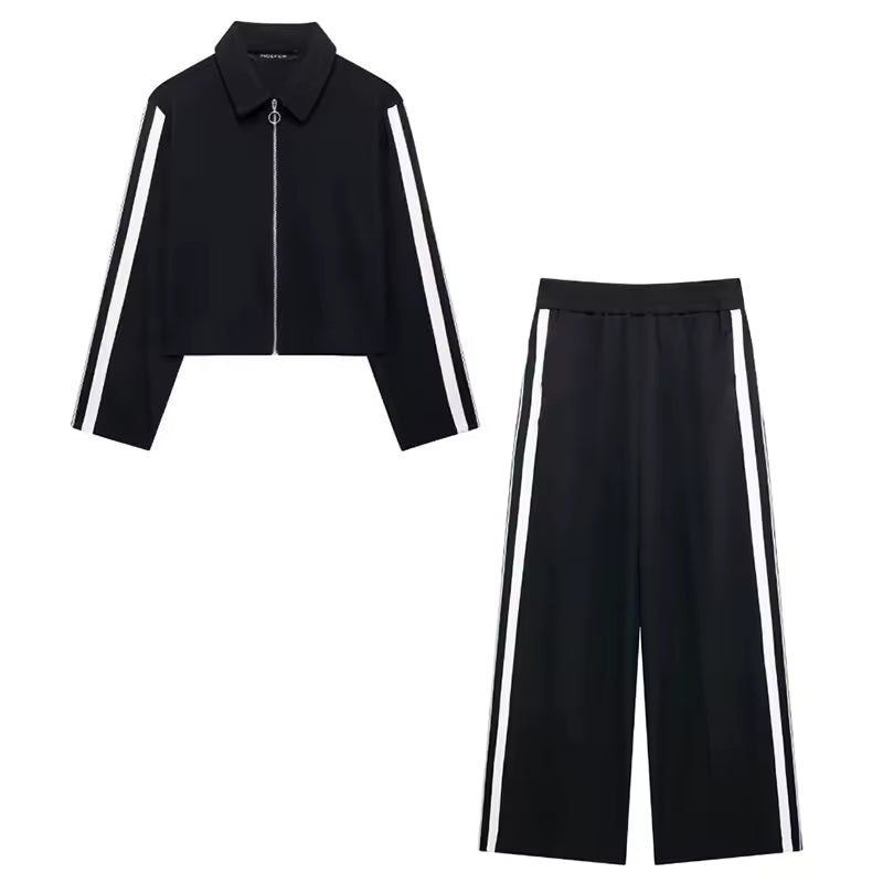 Women’s Tracksuit Set – Two Piece Jacket and Jogger Set with Zip Up Top