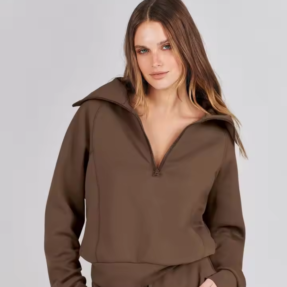 Women’s Two Piece Set with Zip Jacket – Flared Pants Co Ord Outfit