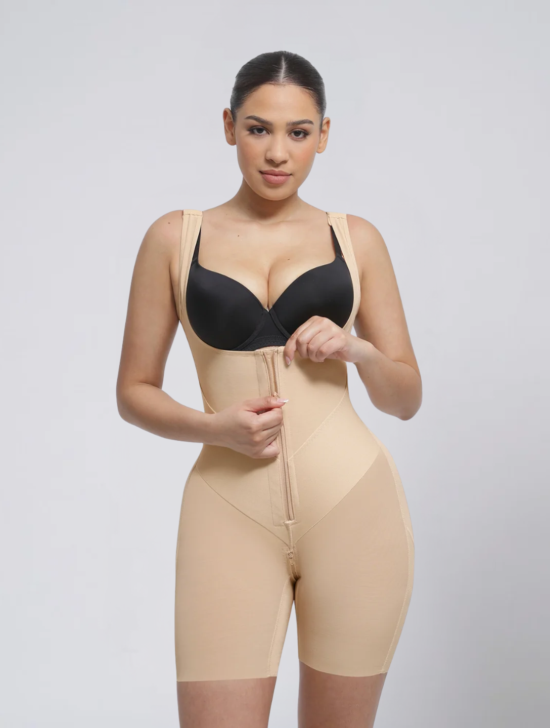 Nahtloser Reißverschluss-Shapewear-Bodysuit für Frauen – Dehnbarer Körper mit verstellbaren Trägern