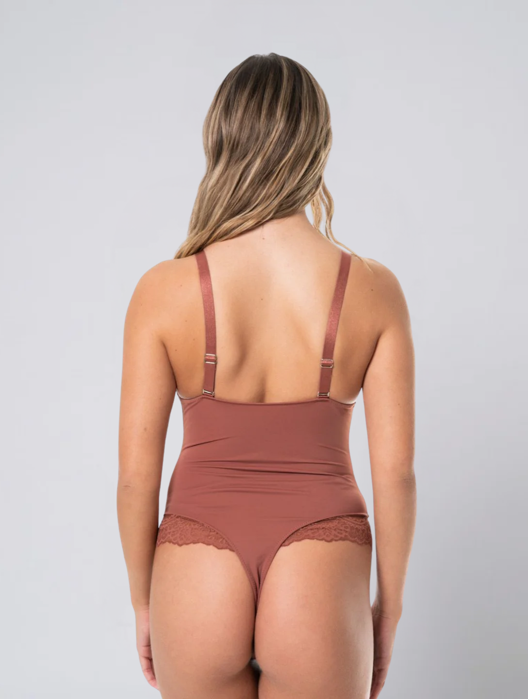 Seamless V Neck Lace Bodysuit for Women – Stretch Body with Feminine Detail