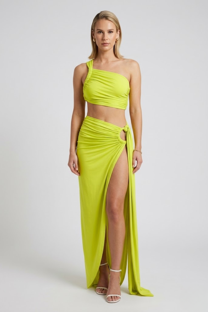 Women's 2 Piece Backless Crop Top and Long Skirt Outfit
