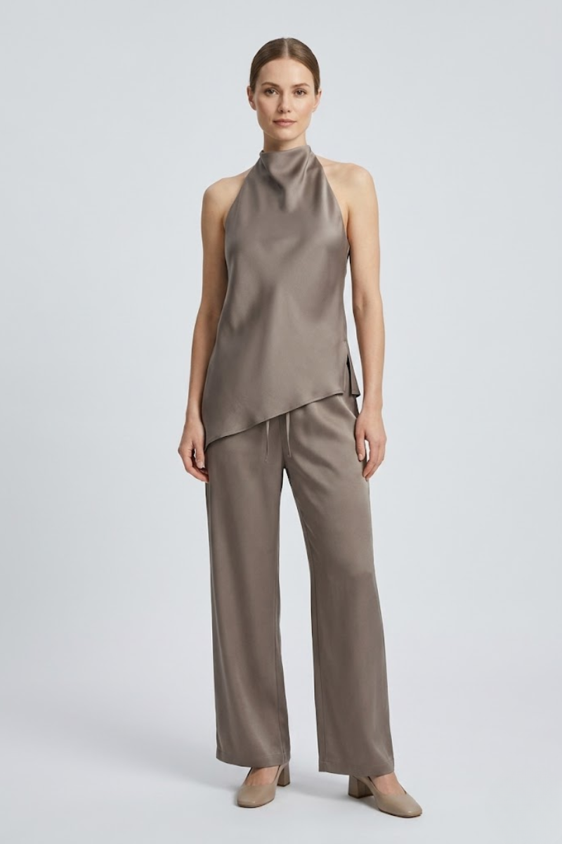 Women's 2 Piece Halter Top and Trousers Outfit Set
