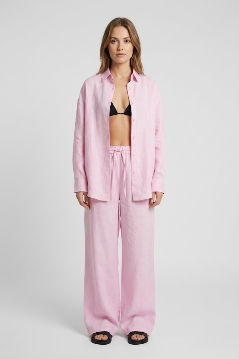 Women's 2 Piece Shirt and Elastic Waist Trousers Outfit Set