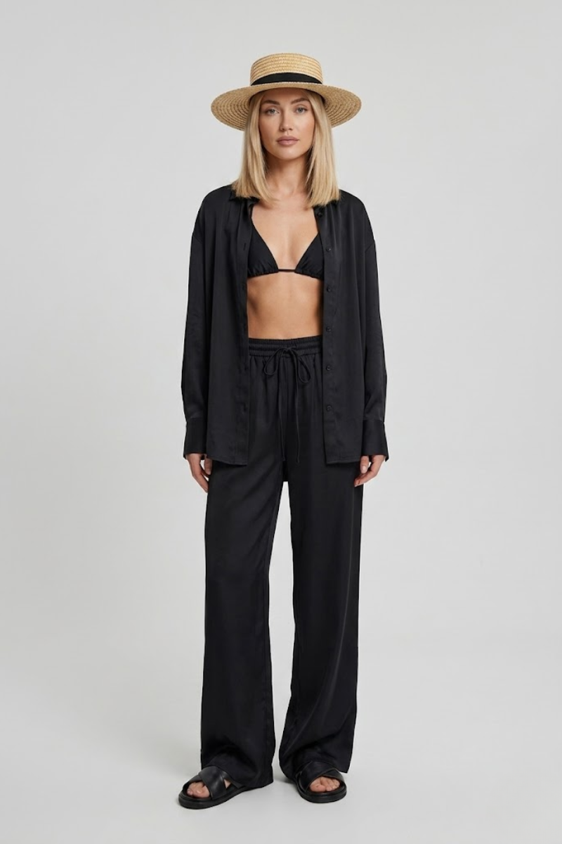 Women's 2 Piece Shirt and Elastic Waist Trousers Outfit Set